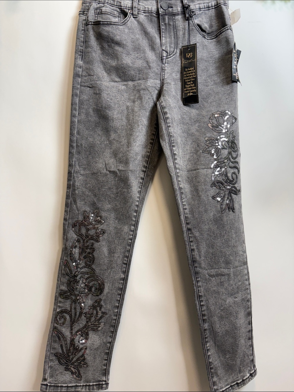 Women's Grey Embellished Jeans